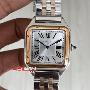 Cartier Dumont Santos Large Beyaz Kadran 40mm Two Tone Rosegold Replika Saat