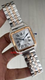 Cartier Dumont Santos Large Beyaz Kadran 40mm Two Tone Rosegold Replika Saat