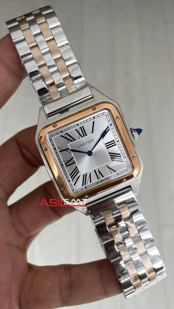 Cartier Dumont Santos Large Beyaz Kadran 40mm Two Tone Rosegold Replika Saat Cartier Dumont Santos Large Beyaz Kadran 40mm Two Tone Rosegold Replika Saat