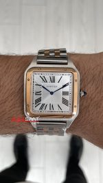 Cartier Dumont Santos Large Beyaz Kadran 40mm Two Tone Rosegold Replika Saat