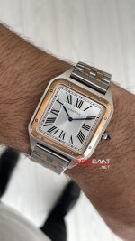 Cartier Dumont Santos Large Beyaz Kadran 40mm Two Tone Rosegold Replika Saat