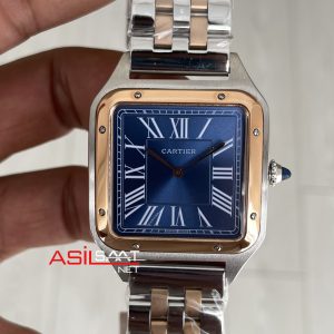 Cartier Dumont Santos Large Mavi Kadran 40mm Two Tone Rosegold Replika Saat