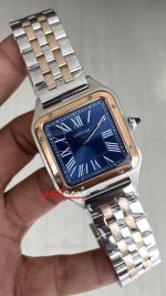 Cartier Dumont Santos Large Mavi Kadran 40mm Two Tone Rosegold Replika Saat