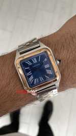Cartier Dumont Santos Large Mavi Kadran 40mm Two Tone Rosegold Replika Saat