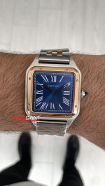 Cartier Dumont Santos Large Mavi Kadran 40mm Two Tone Rosegold Replika Saat