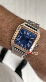 Cartier Dumont Santos Large Mavi Kadran 40mm Two Tone Rosegold Replika Saat