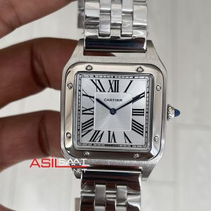Cartier Dumont Santos Large Silver 40mm Beyaz Kadran Replika Saat