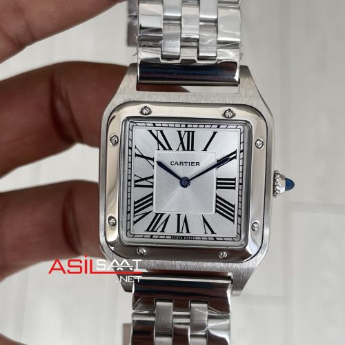 Cartier Dumont Santos Large Silver 40mm Beyaz Kadran Replika Saat