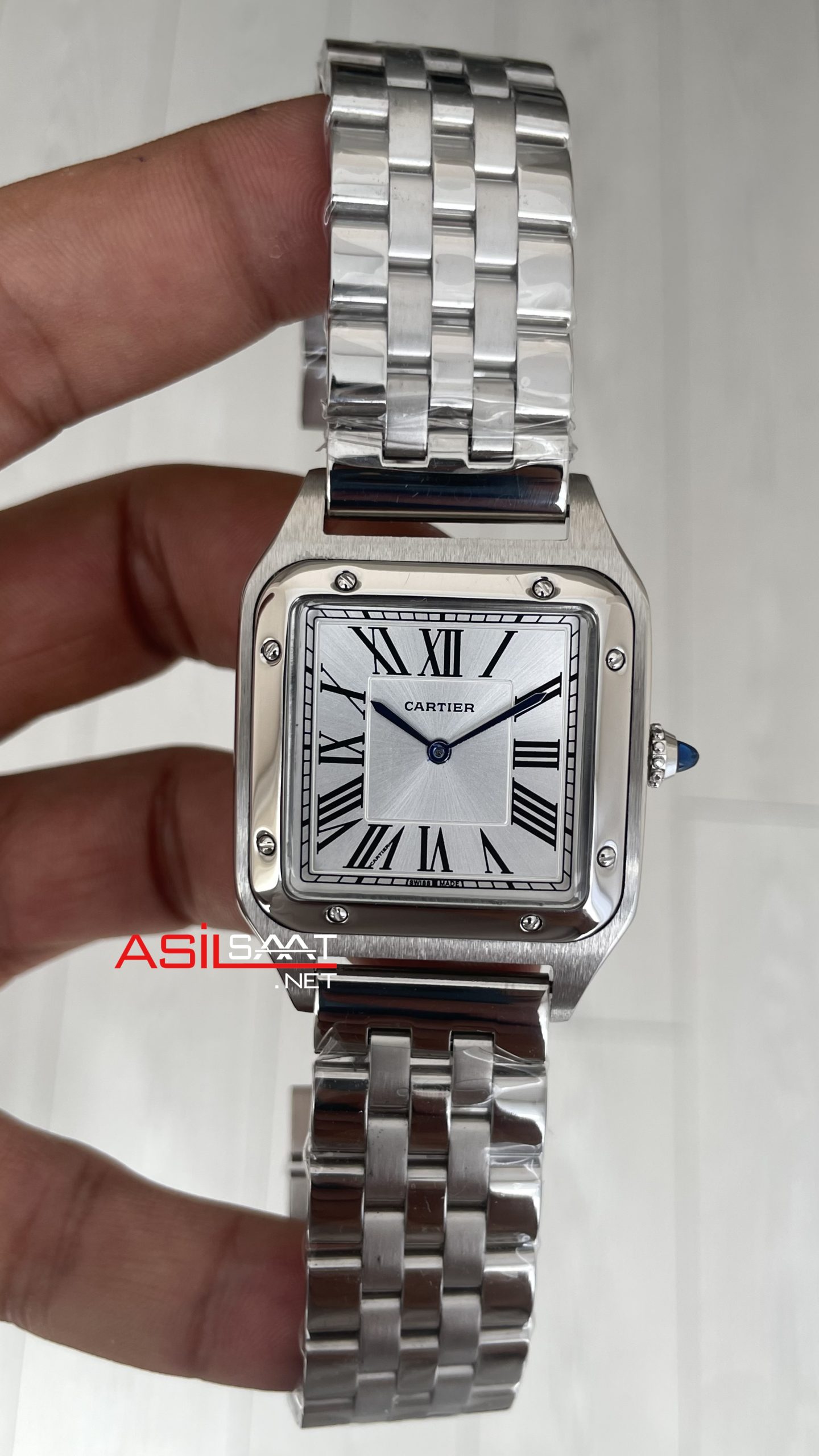 Cartier Dumont Santos Large Silver 40mm Beyaz Kadran Replika Saat