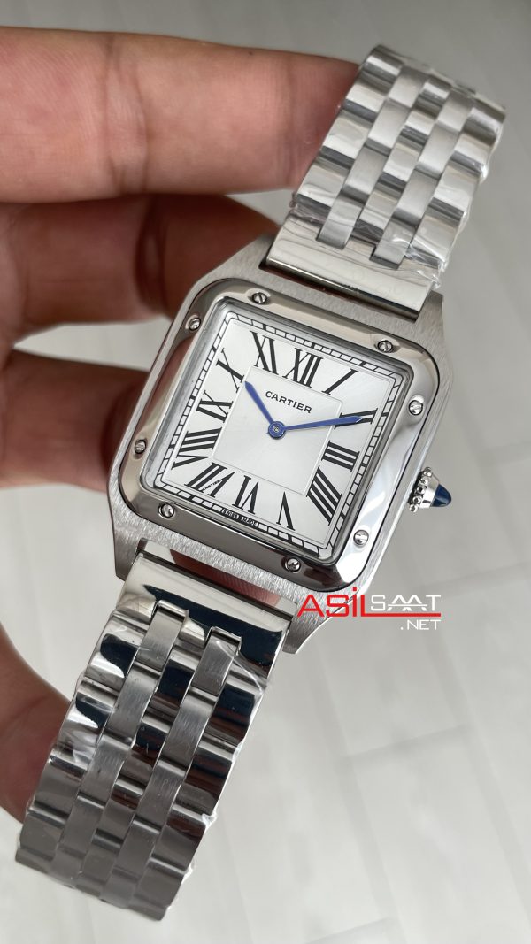 Cartier Dumont Santos Large Silver 40mm Beyaz Kadran Replika Saat