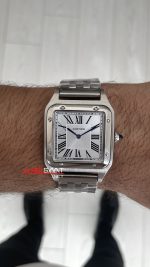 Cartier Dumont Santos Large Silver 40mm Beyaz Kadran Replika Saat