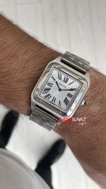 Cartier Dumont Santos Large Silver 40mm Beyaz Kadran Replika Saat