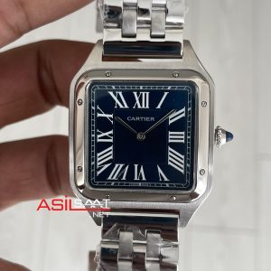 Cartier Dumont Santos Large Silver 40mm Mavi Kadran Replika Saat
