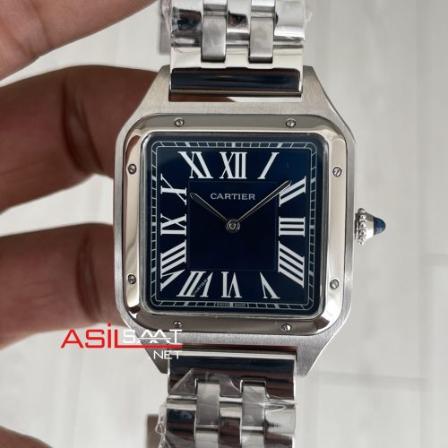 Cartier Dumont Santos Large Silver 40mm Mavi Kadran Replika Saat