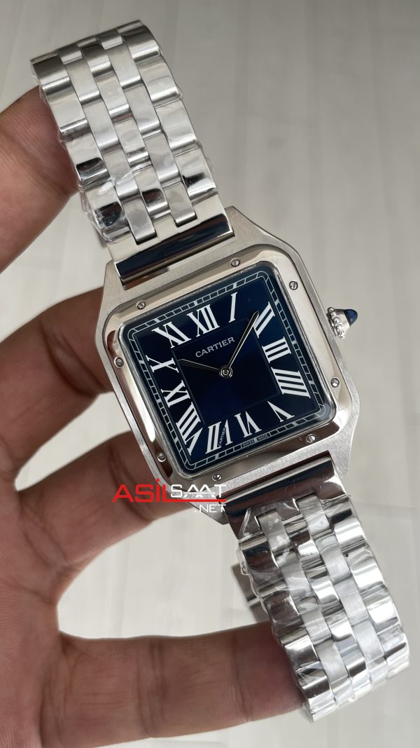 Cartier Dumont Santos Large Silver 40mm Mavi Kadran Replika Saat