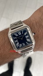 Cartier Dumont Santos Large Silver 40mm Mavi Kadran Replika Saat