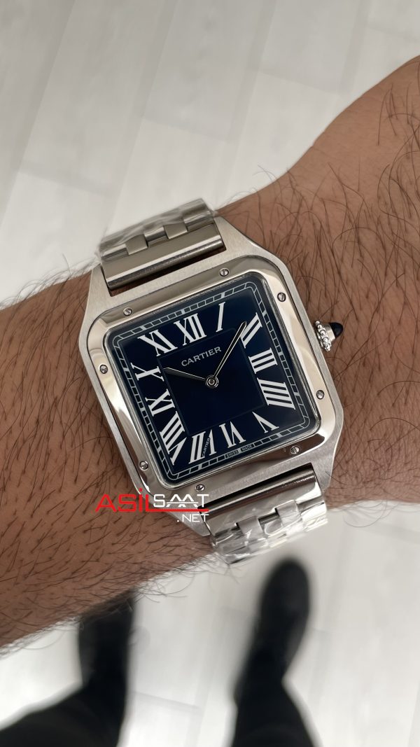 Cartier Dumont Santos Large Silver 40mm Mavi Kadran Replika Saat