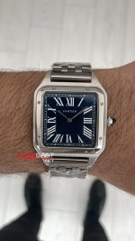 Cartier Dumont Santos Large Silver 40mm Mavi Kadran Replika Saat