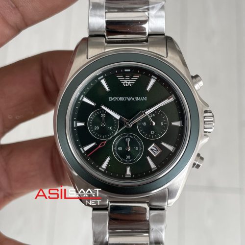 Emporio Armani AR6090 Tazio Large Chronograph Yeşil Kadran 43mm Erkek Kol Saati