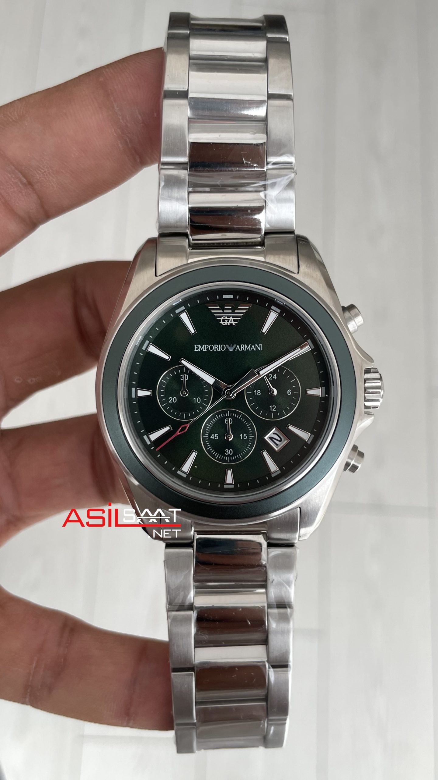Emporio Armani AR6090 Tazio Large Chronograph Yeşil Kadran 43mm Erkek Kol Saati Emporio Armani AR6090 Tazio Large Chronograph Yeşil Kadran 43mm Erkek Kol Saati