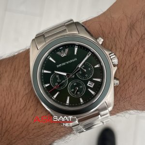 Emporio Armani AR6090 Tazio Large Chronograph Yeşil Kadran 43mm Erkek Kol Saati