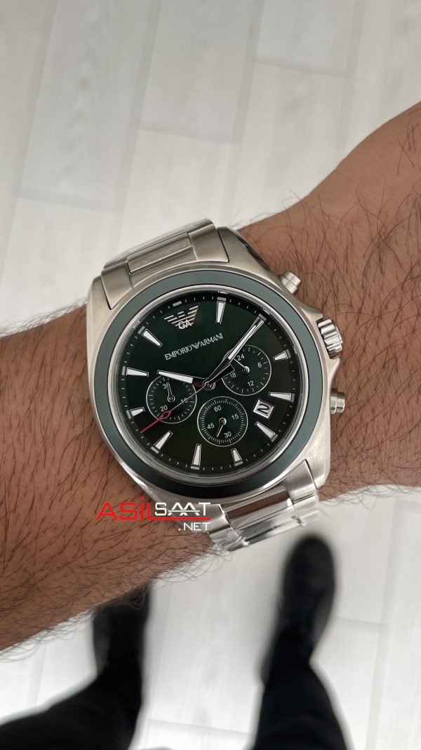 Emporio Armani AR6090 Tazio Large Chronograph Yeşil Kadran 43mm Erkek Kol Saati Emporio Armani AR6090 Tazio Large Chronograph Yeşil Kadran 43mm Erkek Kol Saati