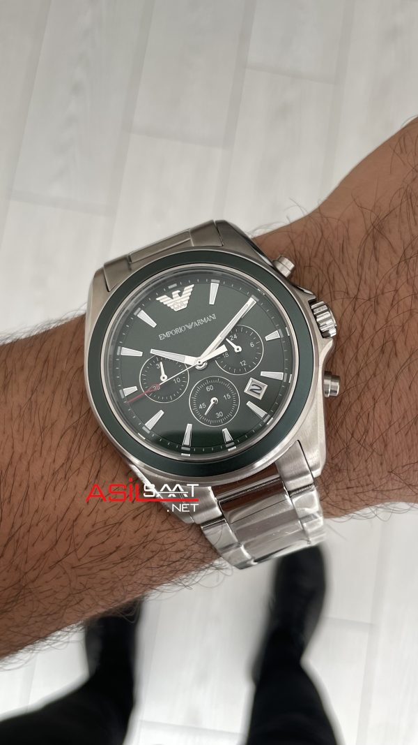 Emporio Armani AR6090 Tazio Large Chronograph Yeşil Kadran 43mm Erkek Kol Saati Emporio Armani AR6090 Tazio Large Chronograph Yeşil Kadran 43mm Erkek Kol Saati