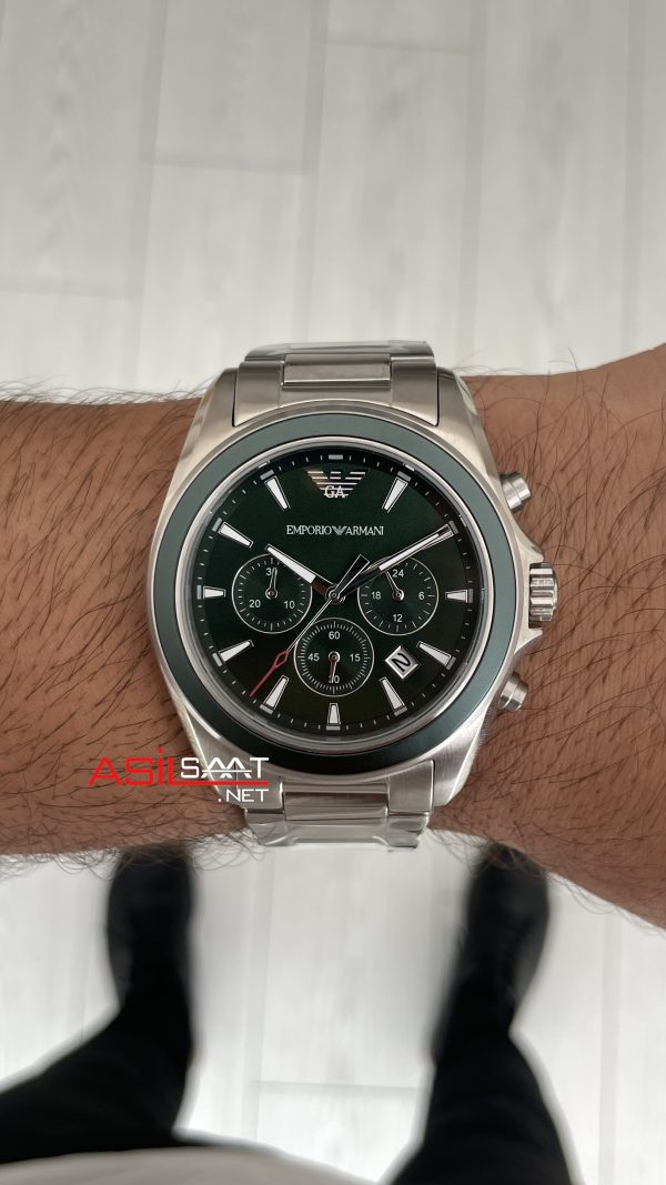Emporio Armani AR6090 Tazio Large Chronograph Yeşil Kadran 43mm Erkek Kol Saati Emporio Armani AR6090 Tazio Large Chronograph Yeşil Kadran 43mm Erkek Kol Saati
