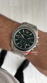 Emporio Armani AR6090 Tazio Large Chronograph Yeşil Kadran 43mm Erkek Kol Saati