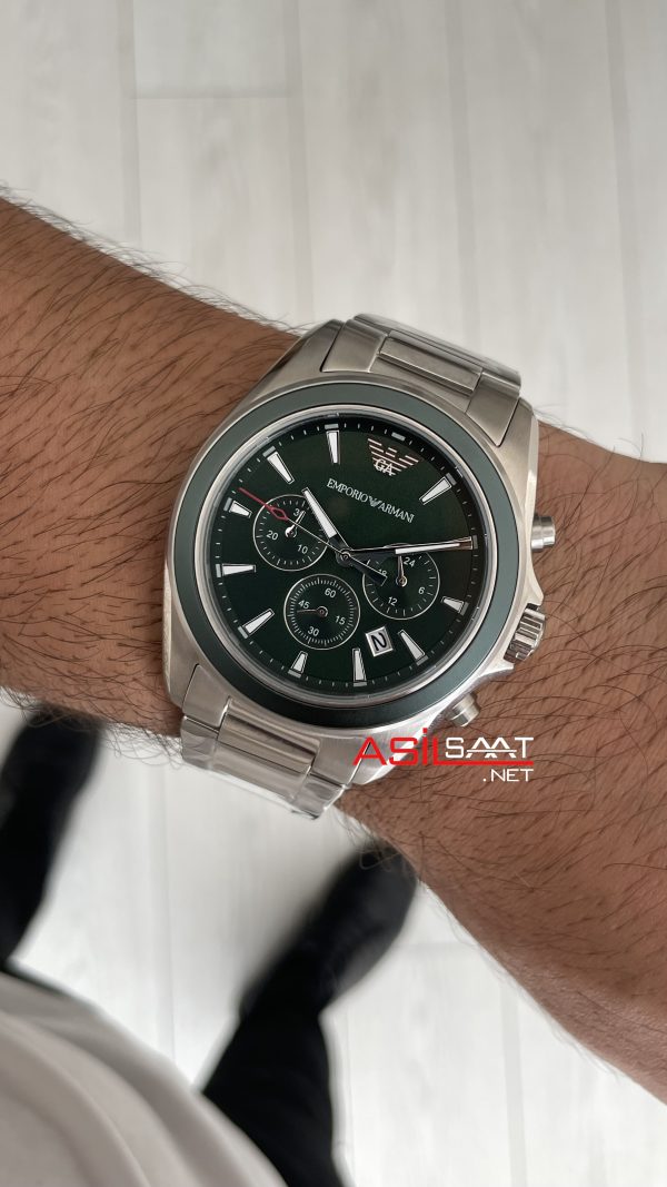 Emporio Armani AR6090 Tazio Large Chronograph Yeşil Kadran 43mm Erkek Kol Saati Emporio Armani AR6090 Tazio Large Chronograph Yeşil Kadran 43mm Erkek Kol Saati