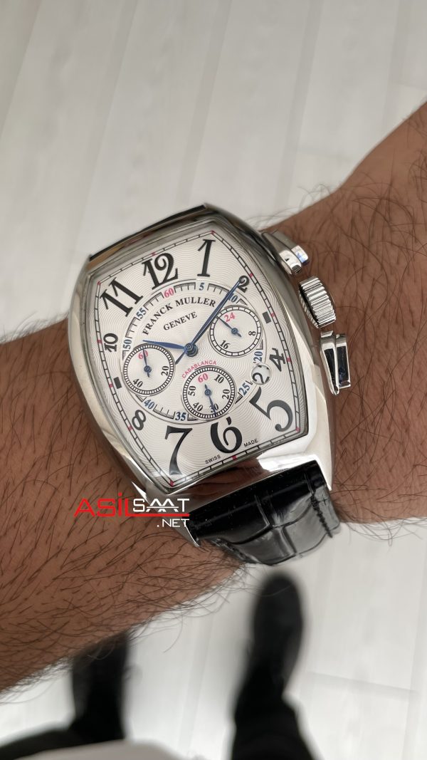 Franck Muller Casablanca Chronograph Beyaz Kadran 40mm Silver Replika Saat Franck Muller Casablanca Chronograph Beyaz Kadran 40mm Silver Replika Saat