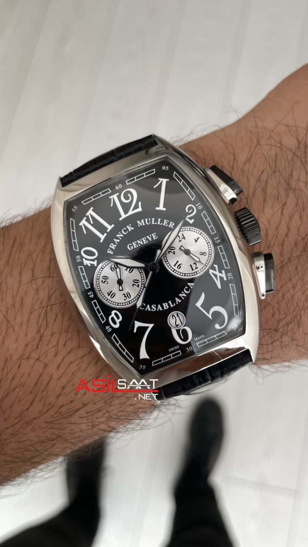 Franck Muller Casablanca Chronograph Siyah Kadran 40mm Silver Replika Saat Franck Muller Casablanca Chronograph Siyah Kadran 40mm Silver Replika Saat