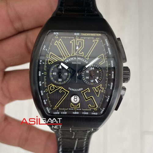 Franck Muller Vanguard Chronograph Siyah Kadran 44mm PVD Black Replika Saat