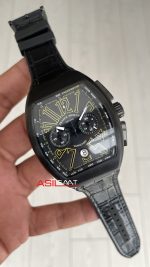 Franck Muller Vanguard Chronograph Siyah Kadran 44mm PVD Black Replika Saat