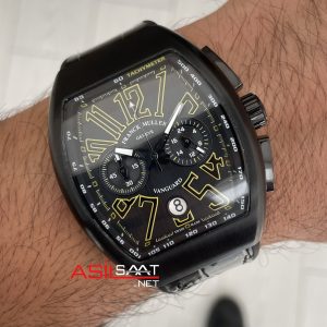 Franck Muller Vanguard Chronograph Siyah Kadran 44mm PVD Black Replika Saat
