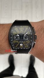 Franck Muller Vanguard Chronograph Siyah Kadran 44mm PVD Black Replika Saat
