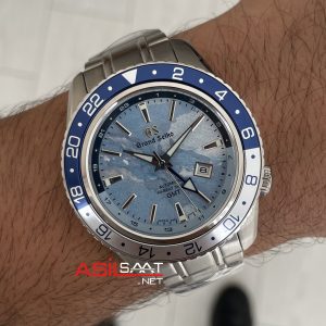 Grand Seiko GMT Sport Collection 44mm Buz Mavisi Kadran Replika Saat