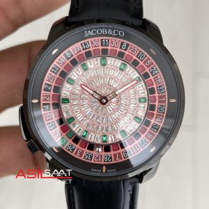 Jacob & Co. Casino Rulet Diamond Siyah 44mm Black & PVD Replika Saat