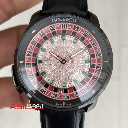 Jacob & Co. Casino Rulet Diamond Siyah 44mm Black & PVD Replika Saat