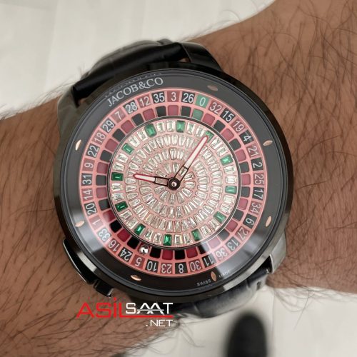 Jacob & Co. Casino Rulet Diamond Siyah 44mm Black & PVD Replika Saat