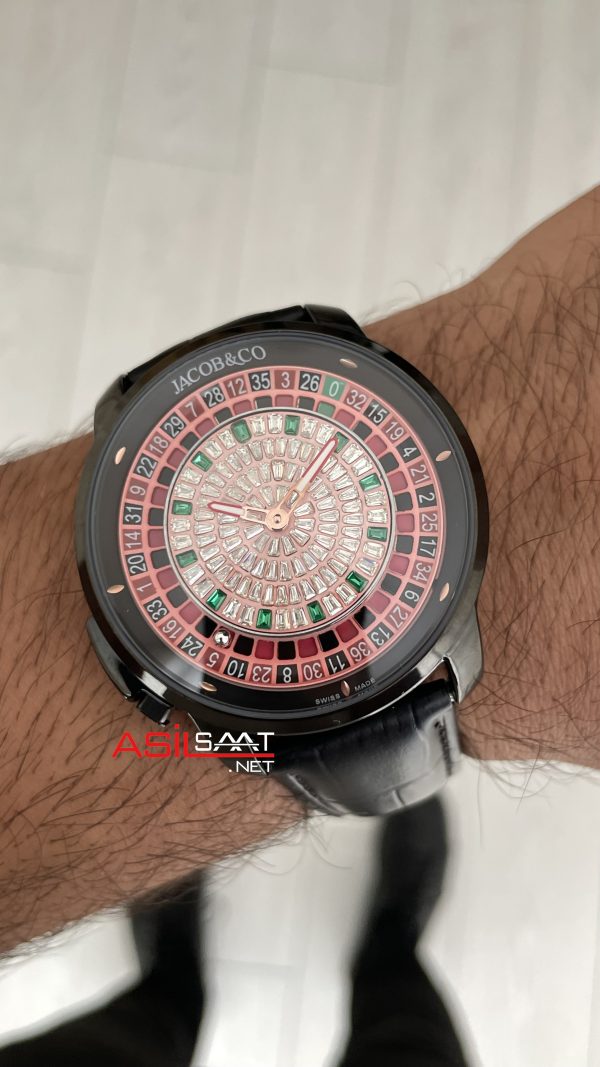 Jacob & Co. Casino Rulet Diamond Siyah 44mm Black & PVD Replika Saat Jacob & Co. Casino Rulet Diamond Siyah 44mm Black & PVD Replika Saat