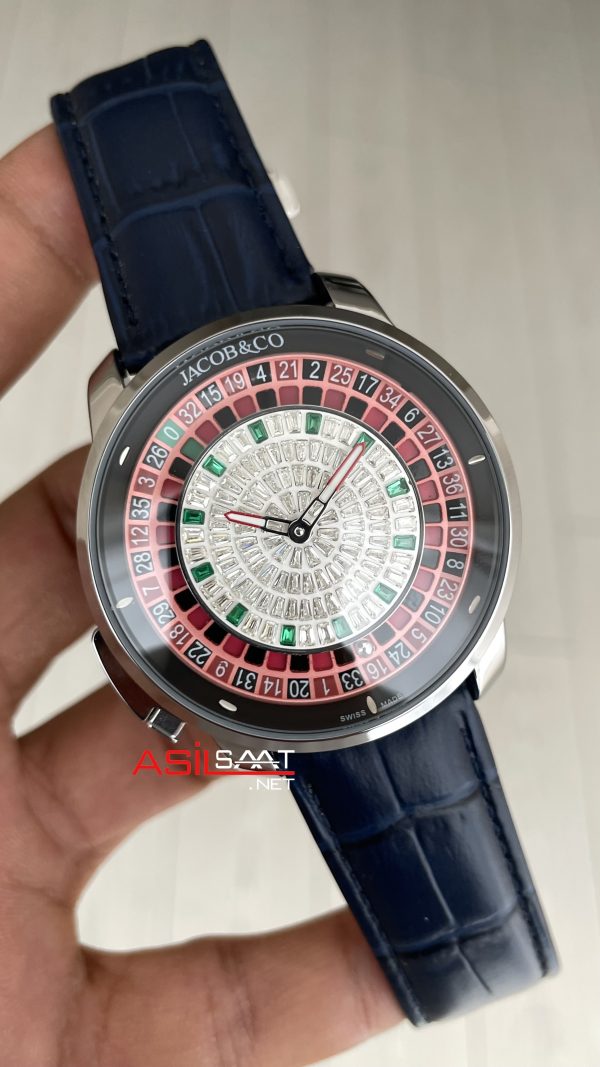 Jacob & Co. Casino Rulet Dimamond Mavi 44mm Silver Replika Saat Jacob & Co. Casino Rulet Dimamond Mavi 44mm Silver Replika Saat