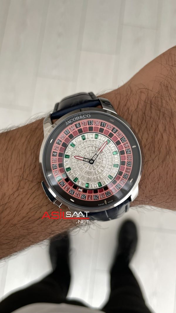 Jacob & Co. Casino Rulet Dimamond Mavi 44mm Silver Replika Saat Jacob & Co. Casino Rulet Dimamond Mavi 44mm Silver Replika Saat