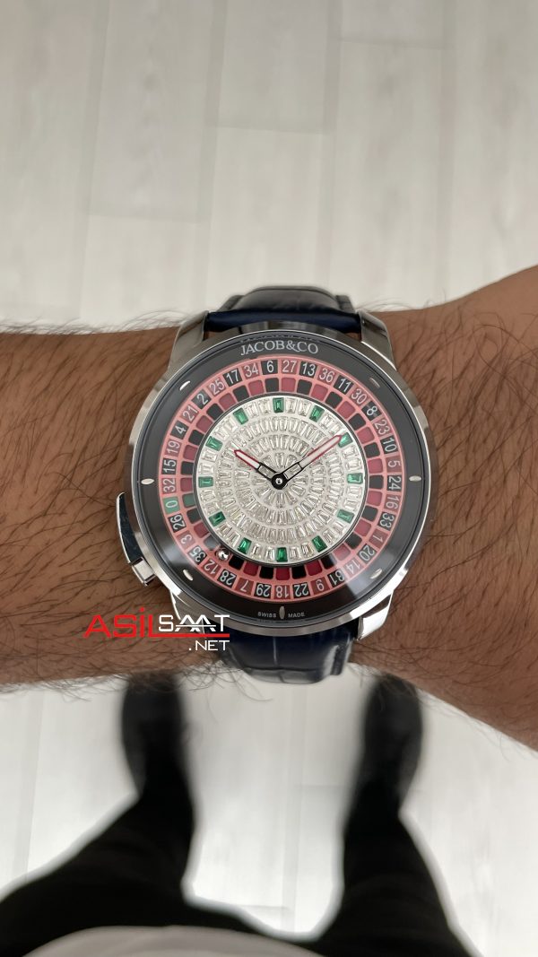 Jacob & Co. Casino Rulet Dimamond Mavi 44mm Silver Replika Saat Jacob & Co. Casino Rulet Dimamond Mavi 44mm Silver Replika Saat