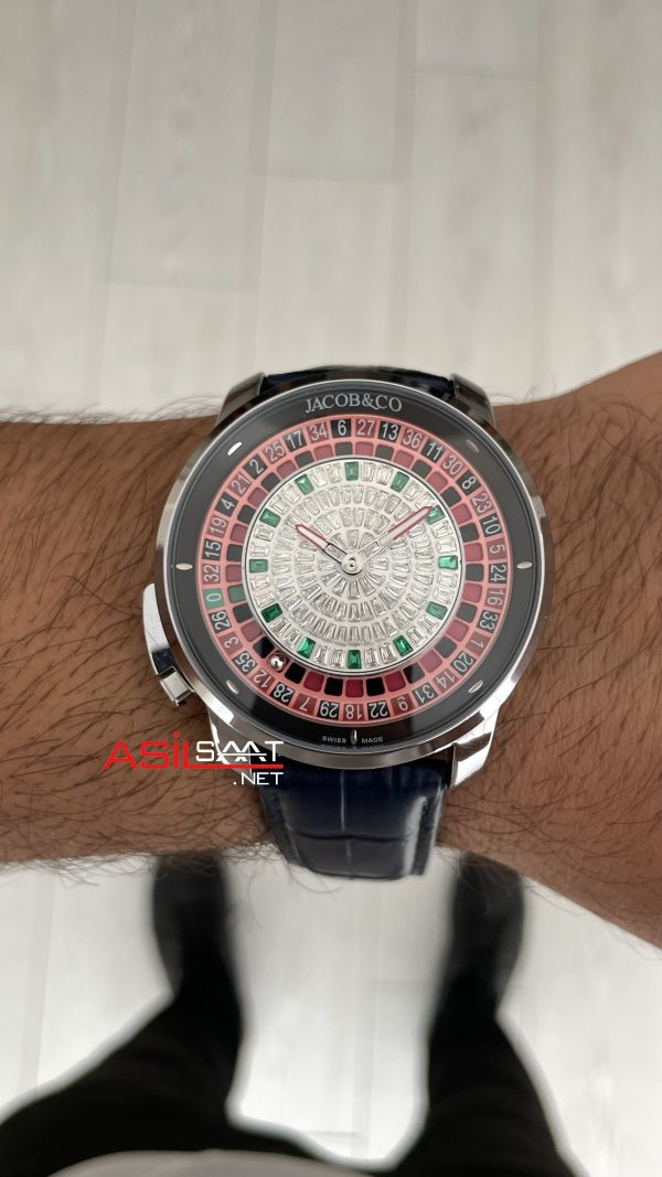 Jacob & Co. Casino Rulet Dimamond Mavi 44mm Silver Replika Saat Jacob & Co. Casino Rulet Dimamond Mavi 44mm Silver Replika Saat