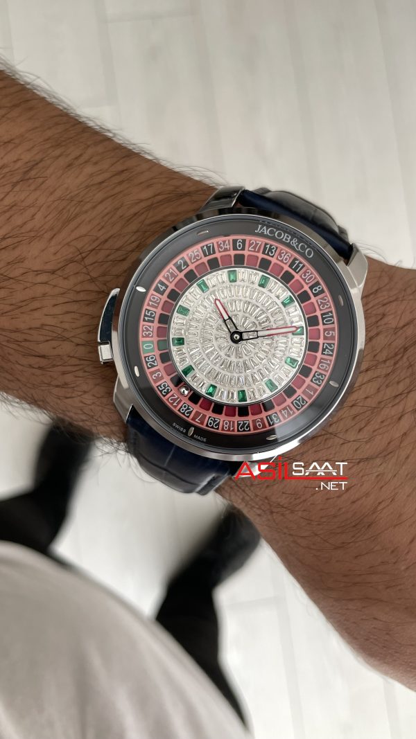 Jacob & Co. Casino Rulet Dimamond Mavi 44mm Silver Replika Saat Jacob & Co. Casino Rulet Dimamond Mavi 44mm Silver Replika Saat