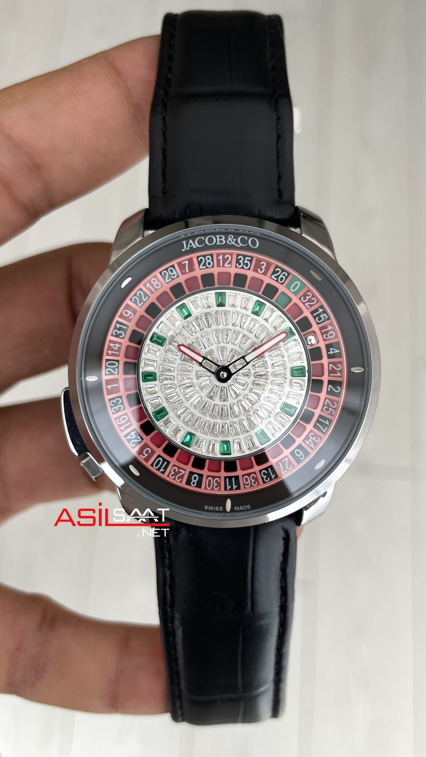 Jacob & Co. Casino Rulet Dimamond Siyah Kadran 44mm Silver Replika Saat