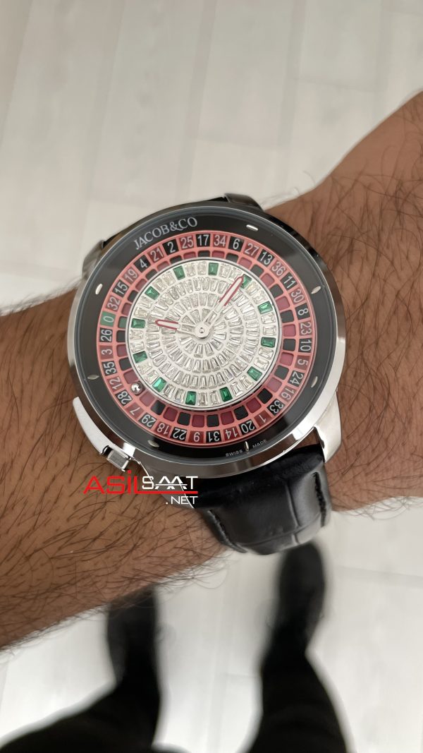 Jacob & Co. Casino Rulet Dimamond Siyah Kadran 44mm Silver Replika Saat Jacob & Co. Casino Rulet Dimamond Siyah Kadran 44mm Silver Replika Saat