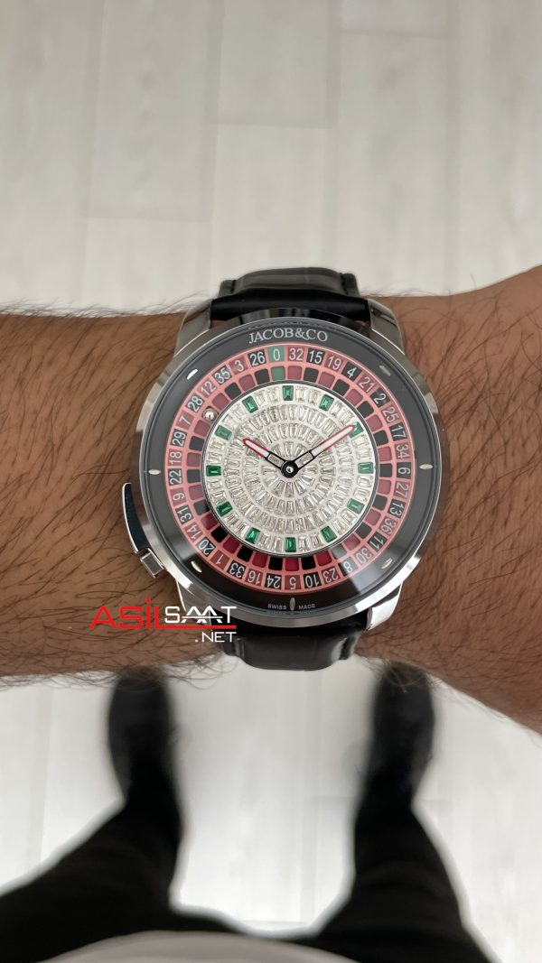 Jacob & Co. Casino Rulet Dimamond Siyah Kadran 44mm Silver Replika Saat Jacob & Co. Casino Rulet Dimamond Siyah Kadran 44mm Silver Replika Saat