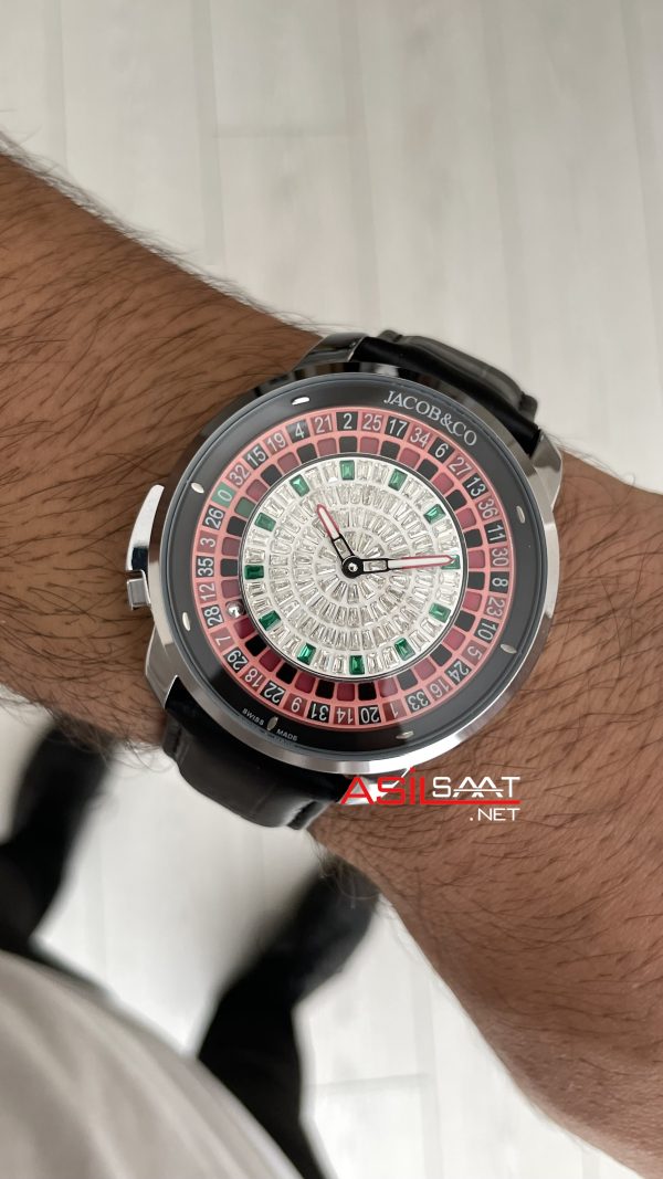Jacob & Co. Casino Rulet Dimamond Siyah Kadran 44mm Silver Replika Saat Jacob & Co. Casino Rulet Dimamond Siyah Kadran 44mm Silver Replika Saat
